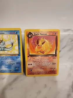 Pokemon Card Set - Eevee, Dark Jolteon, Vaporeon, Flareon 1st Edition - Image 5