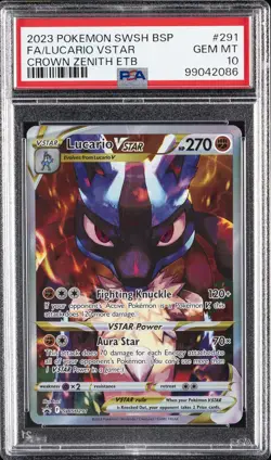 2023 POKEMON SWSH BLACK STAR PROMO #291 FULL ART/LUCARIO VSTAR PSA 10 - Image 1