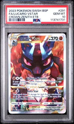 2023 POKEMON SWSH BLACK STAR PROMO #291 FULL ART/LUCARIO VSTAR PSA 10 - Image 1