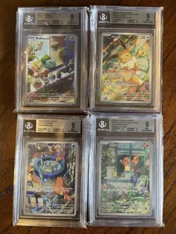 Pokemon TCG Bulbasaur, Squirtle, Charmander, Eevee Beckett BGS 9 MINT Set - Image 1