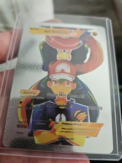 Ash Ketchum Vmax Silver Foil Fan Art Vinyl Collector Pokemon Card - Image 5