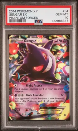 2014 POKEMON XY PHANTOM FORCES #34 GENGAR EX PSA 10 - Image 1