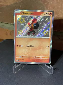 Charcadet 114/091 Paldean Fates Shiny Holo Rare Pokemon TCG Card NM/M Condition - Image 1