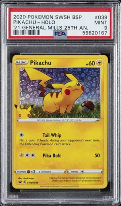 2020 POKEMON SWSH BLACK STAR PROMO #039 PIKACHU-HOLO PSA 9 - Image 1