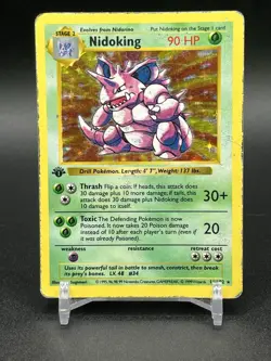 Pokemon TCG Nidoking 011/102 Base Set (Shadowless) Holo 1st Edition HP - Image 1
