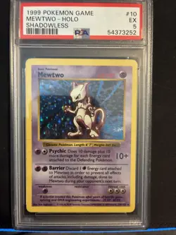 Pokemon Mewtwo TCG Base Set Shadowless Holo Card 010/102 - Image 1