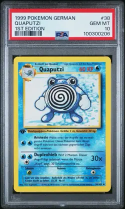 1999 Pokemon GERMAN 1st Edition Base Set Quaputzi-Poliwhirl 38/102 PSA 10 GEM - Image 1