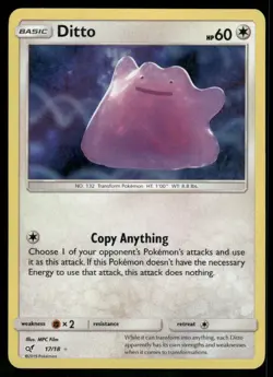 Ditto 17/18 Holo Rare Holo NM Pokemon Detective Pikachu - Image 1