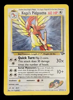 Pokemon TCG WOTC Gym Challenge Kogas Pidgeotto 27/132 Non Holo Rare - Image 1