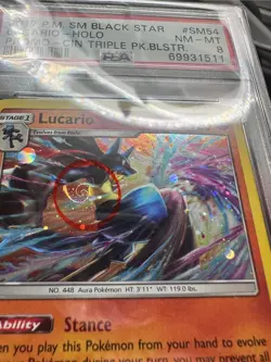 2017 Pokemon Black Star Promo SM54 Lucario Cosmos Holo PSA 9 With Swirl - Image 3