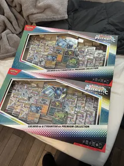(LOT OF 2) Pokemon Prismatic Evolutions Lucario Tyranitar EX Premium Collection - Image 1