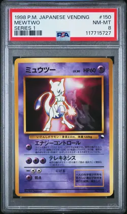 1998 POKEMON JAPANESE VENDING SER 1 #150 MEWTWO PSA 8 - Image 1