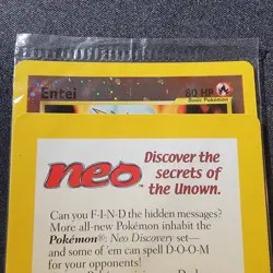 Sealed 2001 Entei Reverse Holo Pokemon Neo Discovery Black Star Movie Promo VTG - Image 2