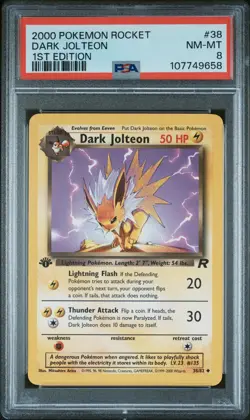2000 POKEMON ROCKET 1ST ED #38 DARK JOLTEON PSA 8 - Image 1