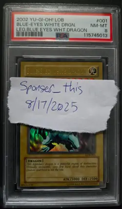 Blue-Eyes White Dragon LOB-001 PSA 8 Yu-Gi-OH! - Image 4