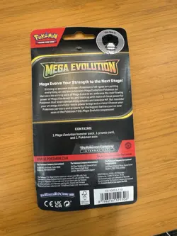 Pokemon Mega Evolution Sleeved Booster Pack With Promo Card & 1 Pokemon Coin New - Image 2
