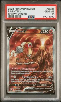 2023 POKEMON SWORD & SHIELD CROWN ZENITH #GG36 FULL ART/ENTEI V PSA 10 - Image 1
