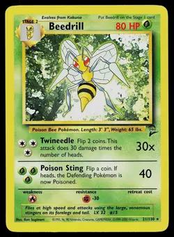 Pokemon Card - Beedrill Base Set 2 21/130 Rare - Image 1