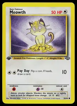 Pokemon Card - Meowth Jungle 1st Edition 56/64 Common - Image 1
