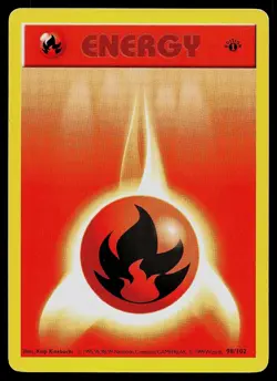 Pokemon Card - Fire Energy 11st Edition Base Set (Shadowless) 98/102 Common - Image 1