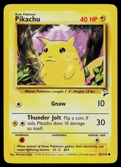 Pokemon Card - Pikachu Base Set 2 87/130 Common - Image 1