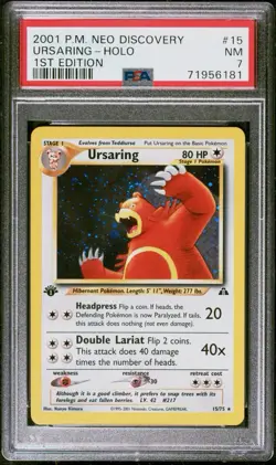 2001 Pokemon Ursaring Neo Discovery PSA 7 1st Edition Holo #15 - Image 1