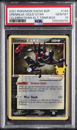 2021 POKEMON SWSH BLACK STAR PROMO #144 GRENINJA-GOLD STAR PSA 10 - Image 1