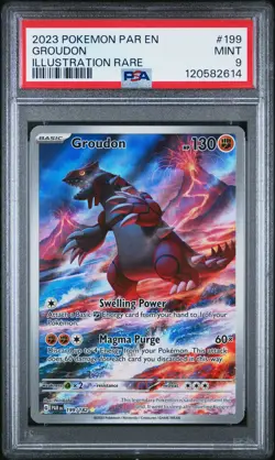 2023 POKEMON PAR EN-PARADOX RIFT ILLUSTRATION RARE #199 GROUDON PSA 9 - Image 1