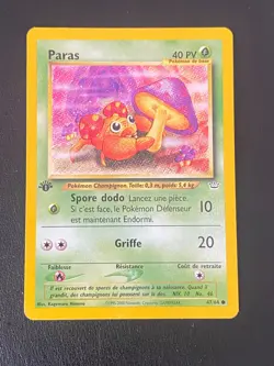 CARTE POKEMON FR PARAS 47/64 EDITION 1 NEO REVELATION WIZARDS - TBE - Image 1