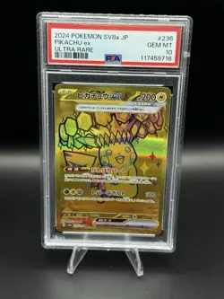 PSA 10 GEM MINT JAPANESE POKEMON 2024 PIKACHU ex 236/187 TERASTAL FESTIVAL SV8a - Image 1