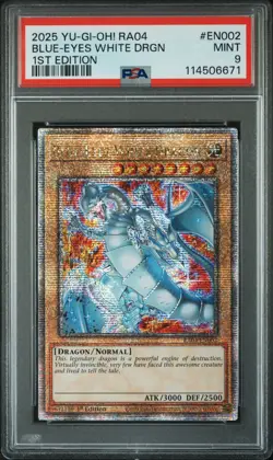 2025 YU-GI-OH! QUARTER CENTURY STAMPEDE 1ST EDITION BLUE-EYES WHITE DRAGON PSA 9 - Image 1