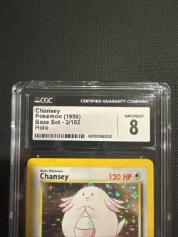 Pokemon TCG Base Set Unlimited Chansey Holo Rare Card 3/102 Vintage WOTC, CGC 8 - Image 2