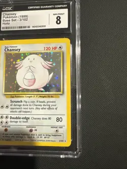 Pokemon TCG Base Set Unlimited Chansey Holo Rare Card 3/102 Vintage WOTC, CGC 8 - Image 3