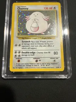 Pokemon TCG Base Set Unlimited Chansey Holo Rare Card 3/102 Vintage WOTC, CGC 8 - Image 4