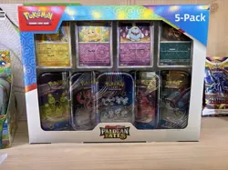 Pokemon TCG Paldean Fates Mini Tins with Promo Cards Costco 5-Pack - Image 1
