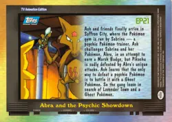 EP21 ABRA AND THE PSYCHIC SHOWDOWN- Topps BLUE LOGO - POKEMON TV CARD - NM/LP - Image 2
