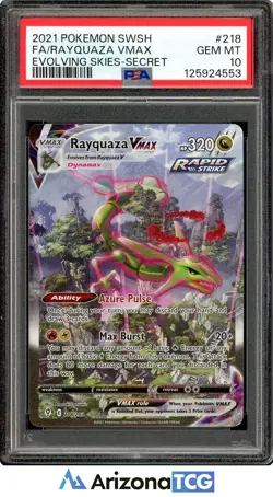 Pokemon 2021 Rayquaza VMAX 218/203 Alt Art Evolving Skies GEM MINT PSA 10 - Image 1