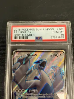 2018 POKEMON SUN & MOON LOST THUNDER #207 FULL ART/LUGIA GX GEM MT PSA 10 - Image 2