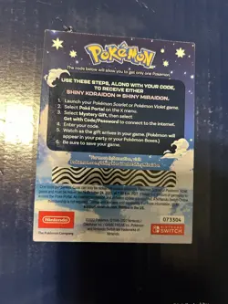 Pokemon Scarlet And Violet Serial Codes Shiny Koraidon or Miraidon UNSCRATCHED! - Image 2