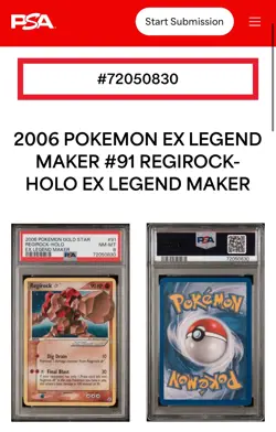 2006 Pokemon Regirock Gold Star EX Legend Maker Holo #91 PSA 8 - Image 3