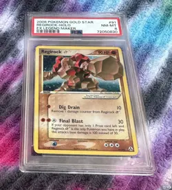 2006 Pokemon Regirock Gold Star EX Legend Maker Holo #91 PSA 8 - Image 4