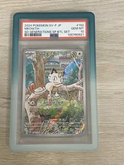 Pokemon TCG PSA 10 Meowth AR 192/SV-P Japanese Exclusive Promo - Image 1