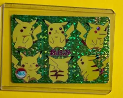 PIKACHU Pokemon Pocket Monsters Japanese Vending Prism Sticker 1999 Holo Foil NM - Image 1