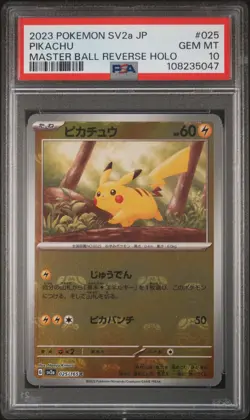 2023 POKEMON JPN SV2A-POKEMON 151 MASTER BALL REVERSE HOLO #025 PIKACHU PSA 10 - Image 1