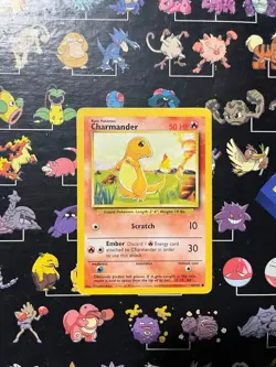 1999 Pokemon Vintage - Base Set Charmander 46 - MP - INK DOT ERRORS Blue Circles - Image 1