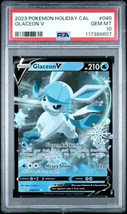 Glaceon V 040/203 Snowflake Stamp PSA 10 (2023 Pokemon Holiday Calendar) - Image 1