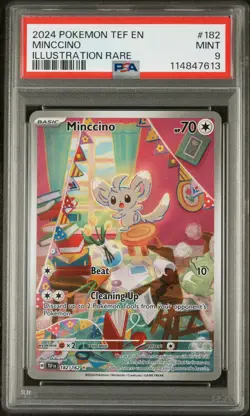 2024 POKEMON TEF EN-TEMPORAL FORCES ILLUSTRATION RARE #182 MINCCINO PSA 9 - Image 1
