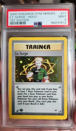 2000 POKEMON GYM HEROES 1ST EDITION #17 LT. SURGE-HOLO PSA 9 - Image 1