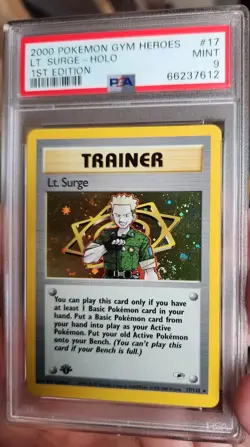 2000 POKEMON GYM HEROES 1ST EDITION #17 LT. SURGE-HOLO PSA 9 - Image 2