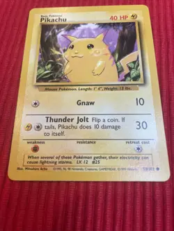 1995 Pikachu Gnaw Pokemon Card 58/102 Rare. 40 HP Mint. (CA) - Image 1